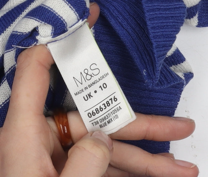 Marks & Spencer Women’s Blue Striped Jumper, Size 10