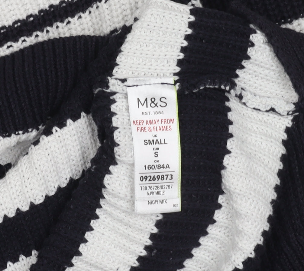 Marks & Spencer Women's Black Striped Pullover Jumper S