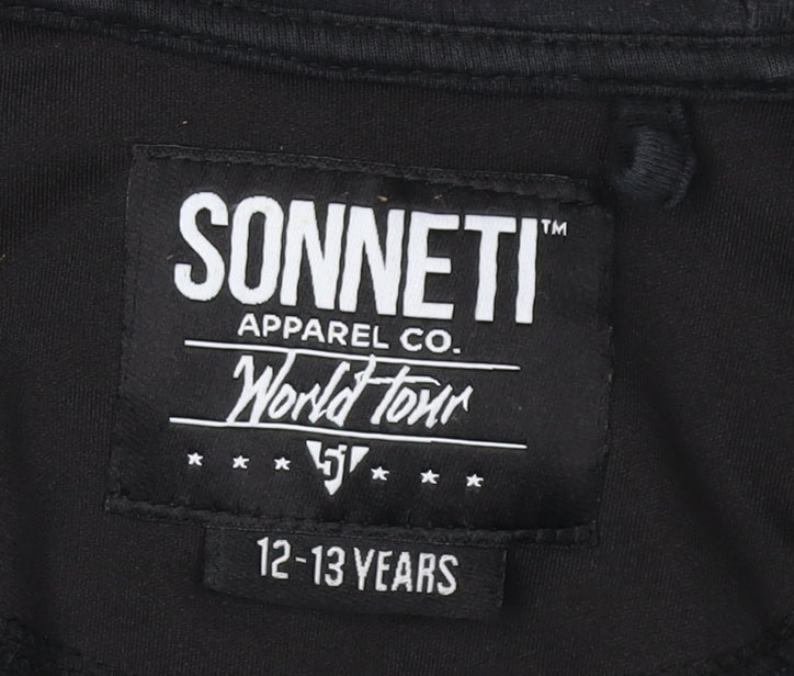 Close-up detail of Sonneti boys’ black full zip hoodie 12-13 years