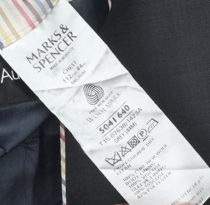 Marks & Spencer Men's Grey Wool Blazer Size 44R