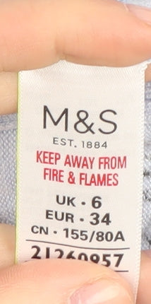 Marks & Spencer Women's Blue Floral Jumper Size 6