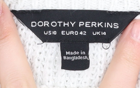 Dorothy Perkins Women's White Pullover Jumper UK 14