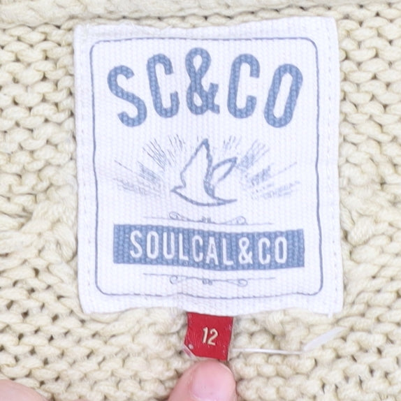 SoulCal Women's Beige & Black Striped Jumper Size 12