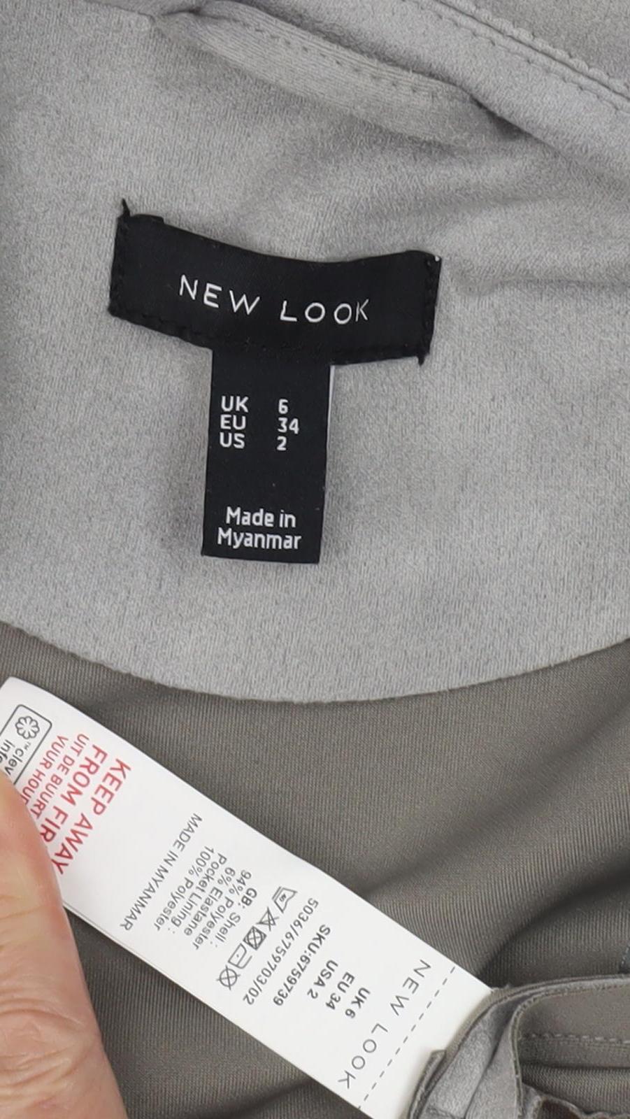 New Look Women's Grey Mid-Length Coat Size 6