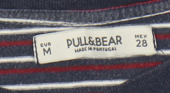 Pull&Bear Unisex Multicoloured Striped T-Shirt, M