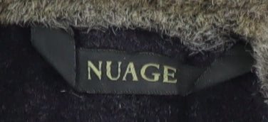 Nuage Women's Black Wool Pea Coat Size 12 Fur Trim