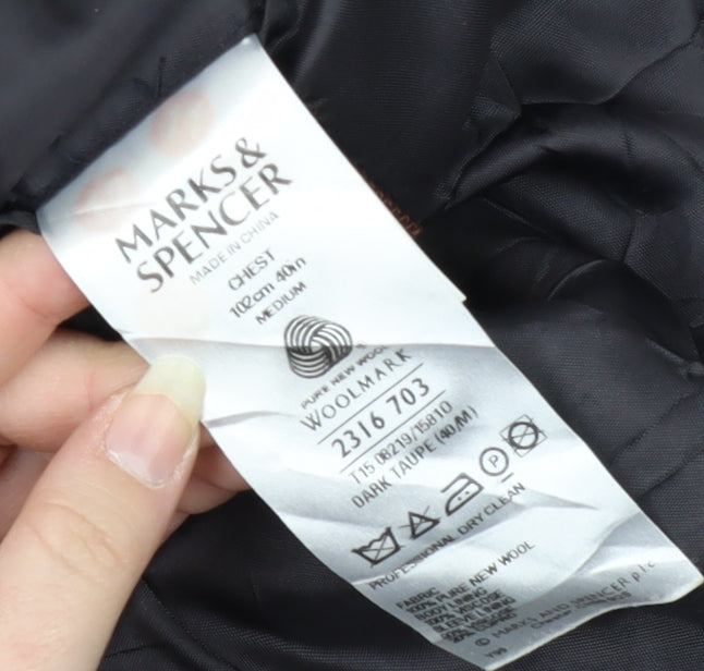 Marks & Spencer Men's Grey Wool Double-Breasted Blazer 40R
