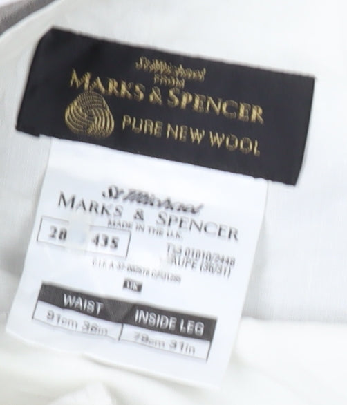 Marks & Spencer Men's Brown Wool Trousers Size 28