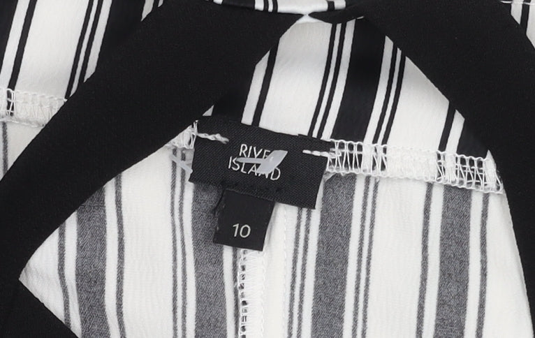 River Island Women's Striped Ruffle Top Multicoloured Size 10