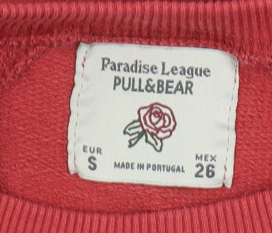 Pull&Bear Women's Red Crew Neck Sweatshirt Size 8