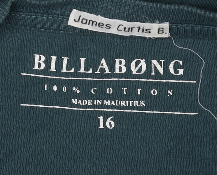 Billabong Womens Green Graphic Print T-Shirt Size 16