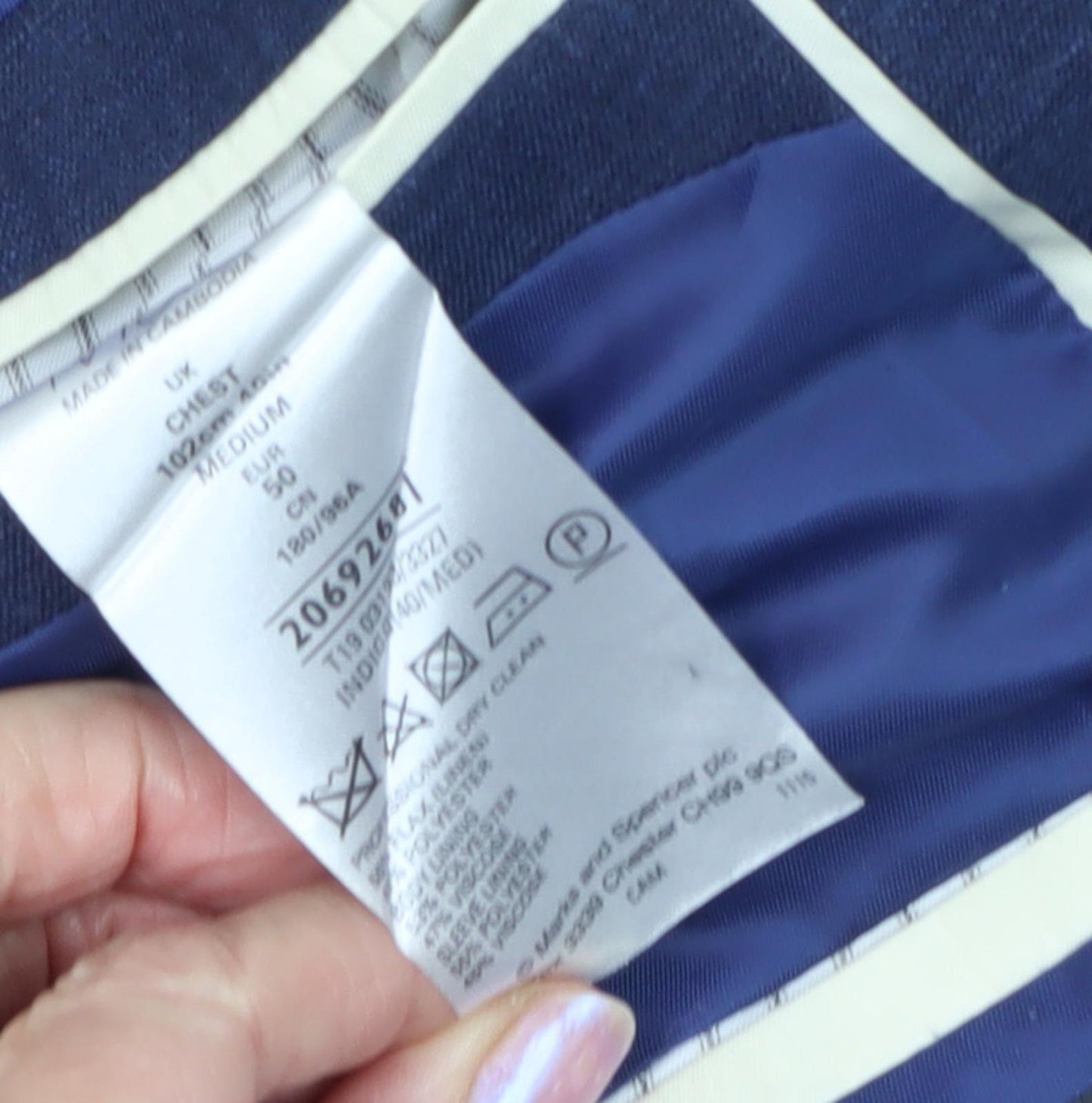 Marks & Spencer Men's Blue Wool Blazer - Size 40R