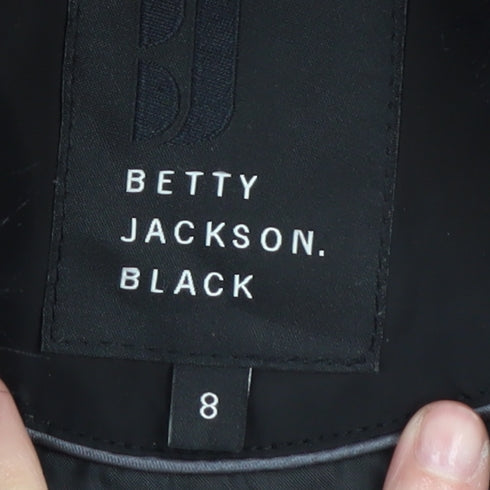 Betty Jackson Black Women's Black Parka Coat, Size 8, Hooded, Lined