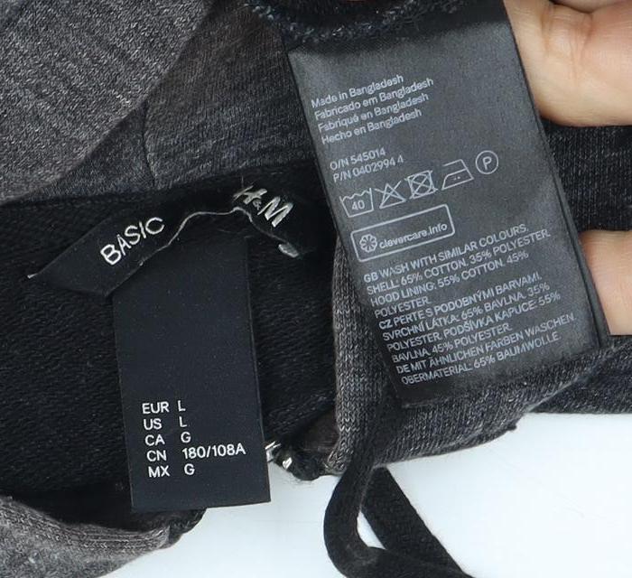 H&M Men's Grey Full Zip Hoodie L - Hooded & Pockets