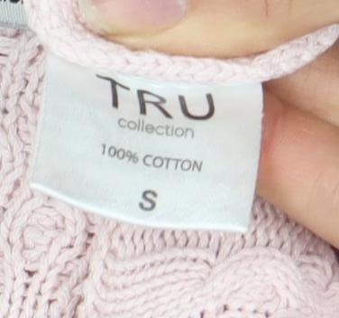 TRU Women's Pink Cotton Cable-Knit Jumper, Size S, Knit