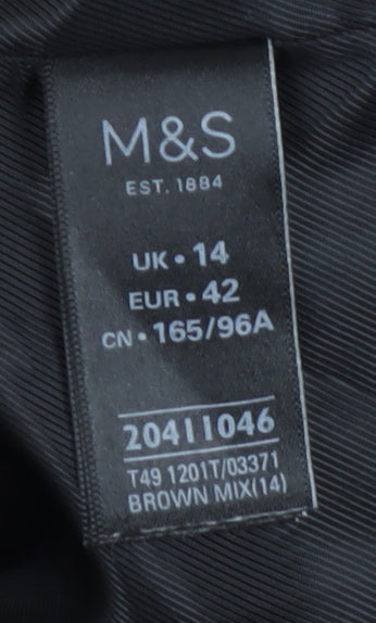 Marks & Spencer Women's Brown Long Check Coat Size 14