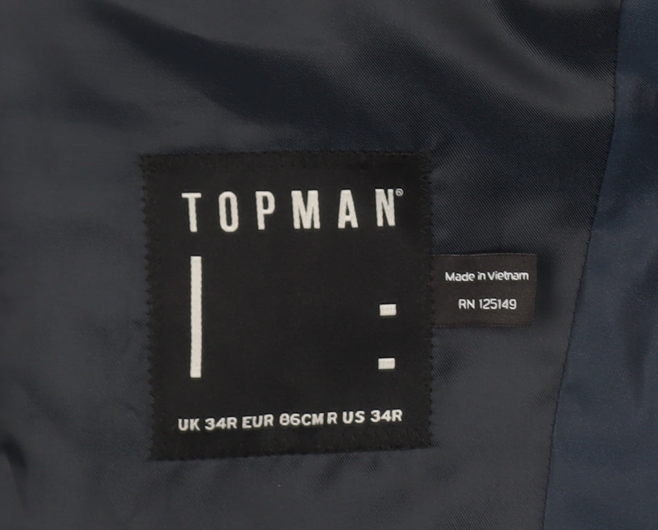Topman Mens Blue Slim Blazer Jacket 34R