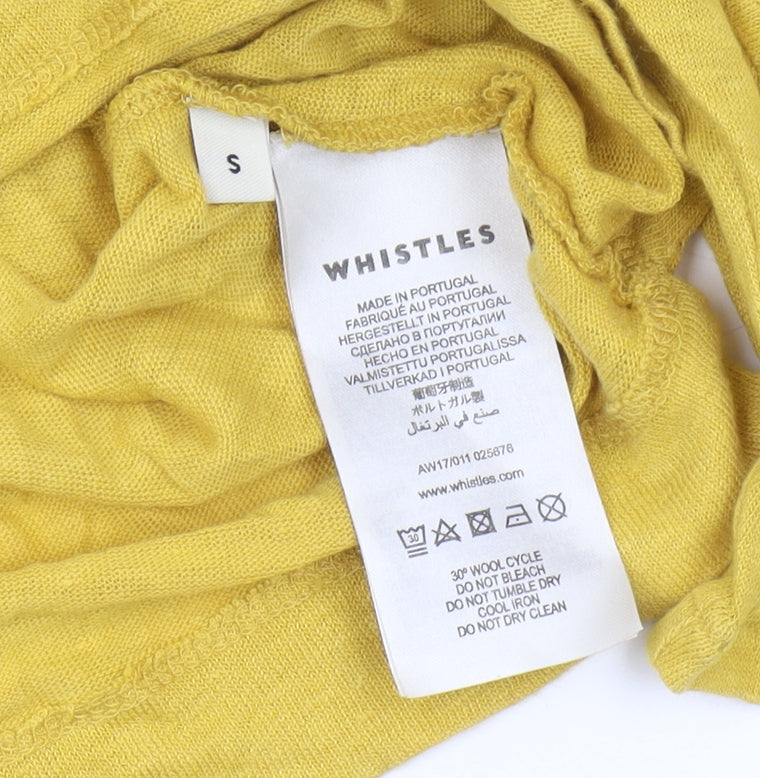 Whistles Women Yellow Size S Solid Jersey Top