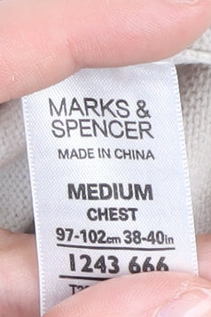 Marks & Spencer Men's Beige Striped Pullover Jumper M