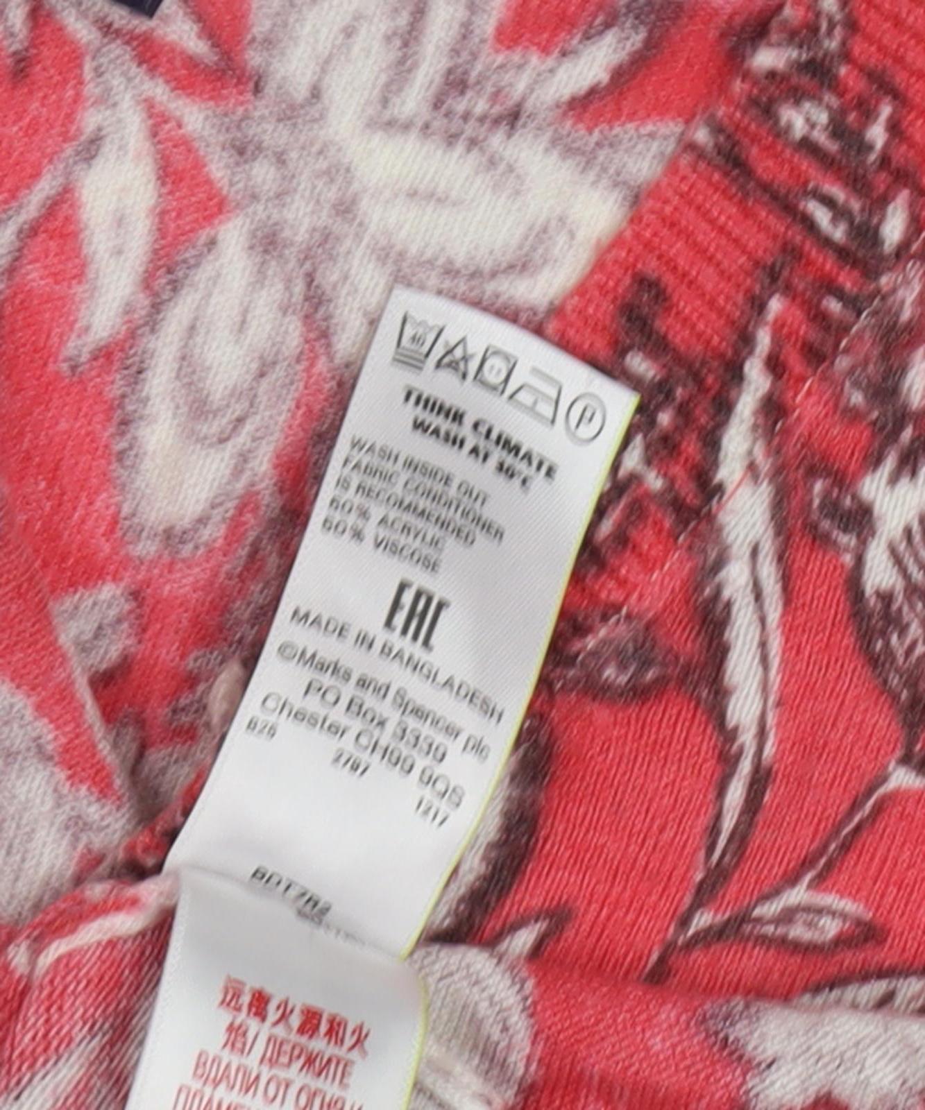 Marks & Spencer Women's Red Floral Knit Pullover M