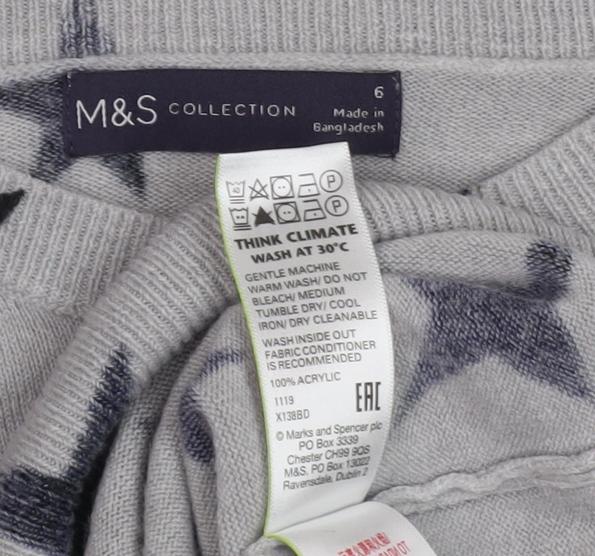 Marks & Spencer Women's Grey Star Jumper Size 6