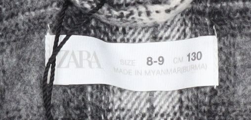 Brand and care label for Zara boys’ grey plaid shirt jacket 8-9 years