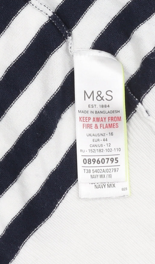 Marks & Spencer Women's Multicoloured Striped Cardigan Size 16