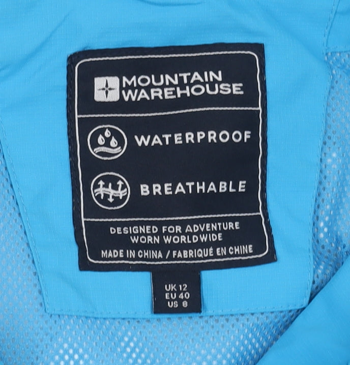 Mountain Warehouse Women's Blue Waterproof Rain Jacket Size 12