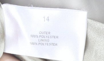 Brand and care label for Linea Women's Beige Trench Coat, size 14