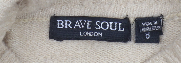 Brave Soul Women's Beige Roll Neck Jumper Size 8