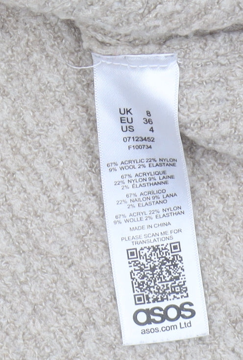 ASOS Women's Beige Crew Neck Pullover Jumper Size 8
