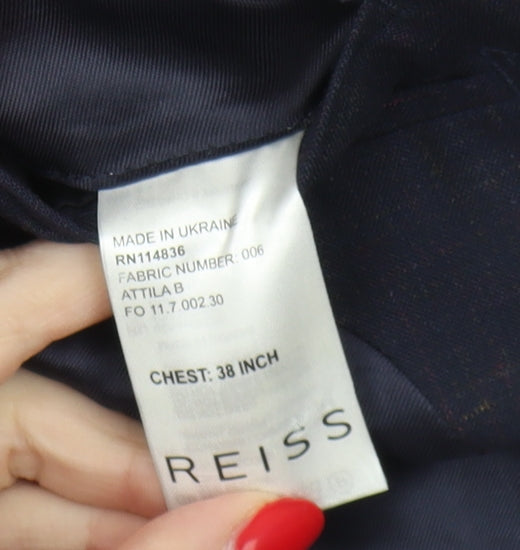 Reiss Men's Blue Slim Fit Blazer, Size 38, Business Jacket