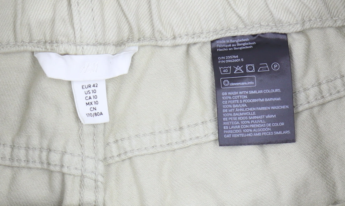 H&M Women's Beige Jeans, Size 14, 5-Pocket Design