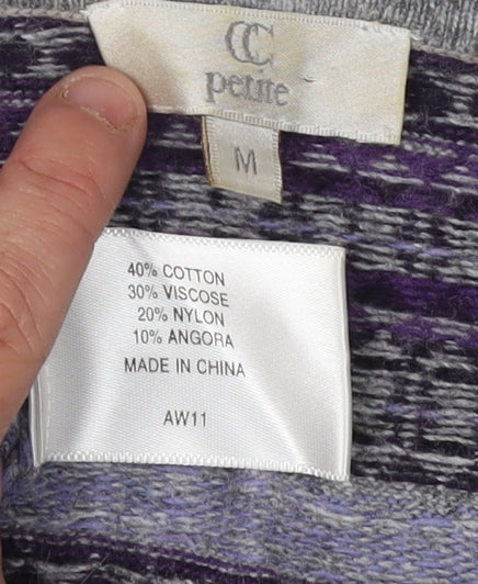 Country Casuals Women's Purple Henley Argyle Petite Jumper M