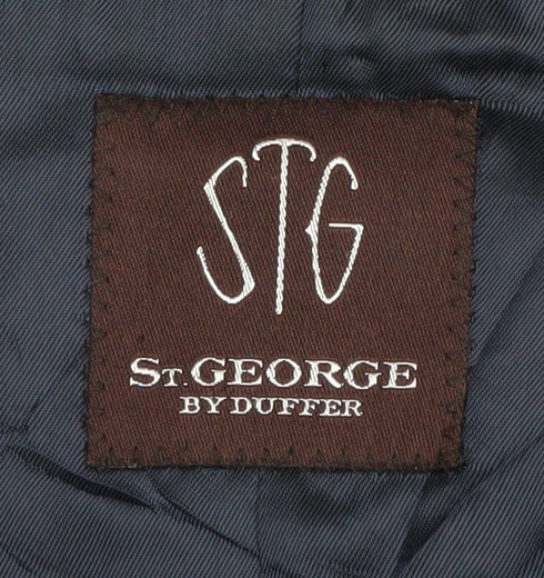 St. George by Duffer Men's Blue Striped Blazer, Size 42L
