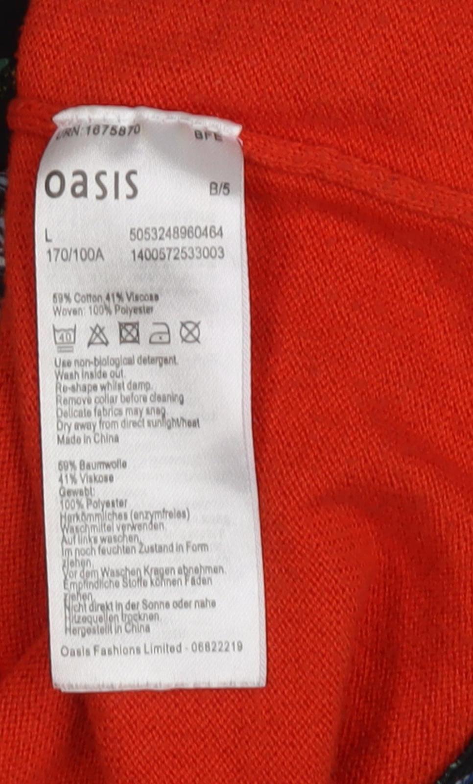 Oasis Women's Red Pullover Jumper, Size L, Casual