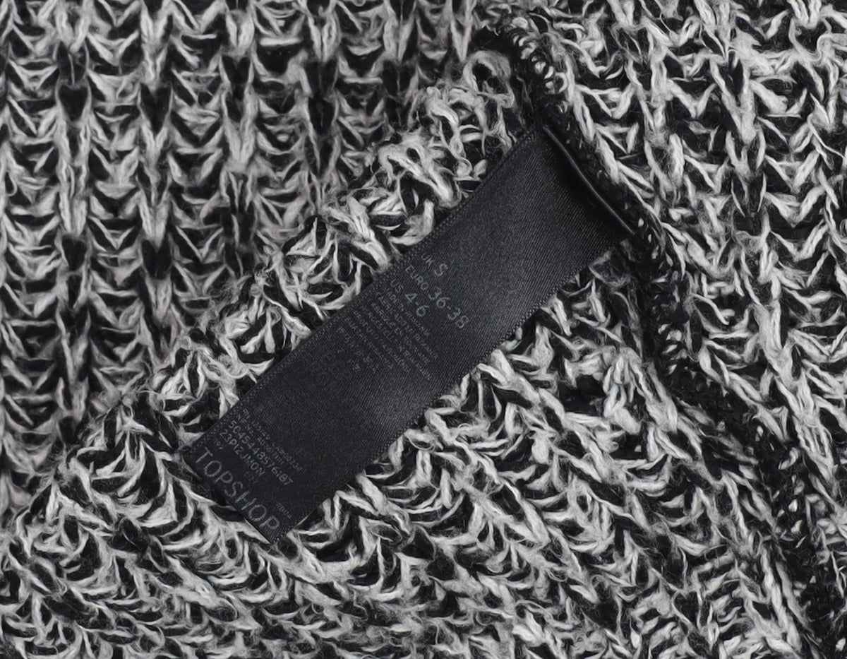 Topshop Women Black White Cardigan Size S Chunky Knit