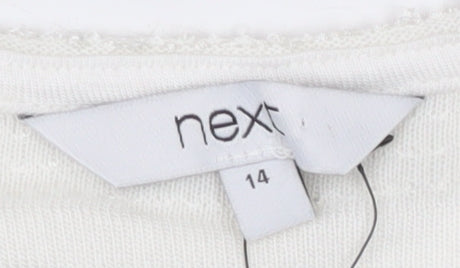 Next Women's White Striped Knit T-Shirt Size 14