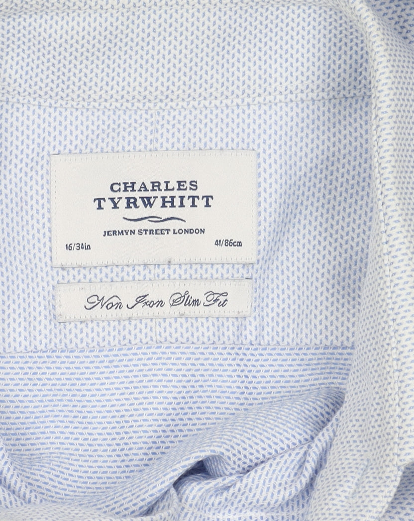 Charles Tyrwhitt Men's Blue Slim Fit Shirt Size 16