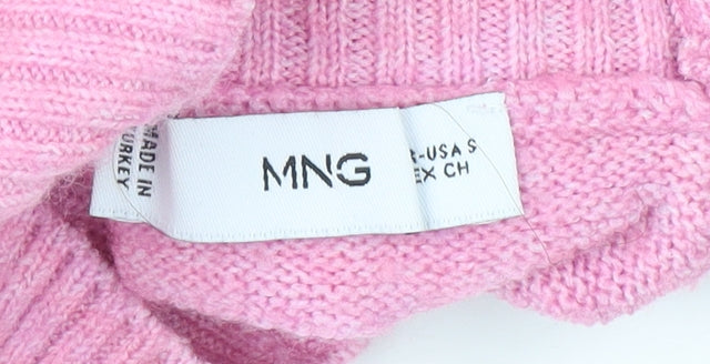 MNG Pink High Neck Wool Jumper, Women's XS