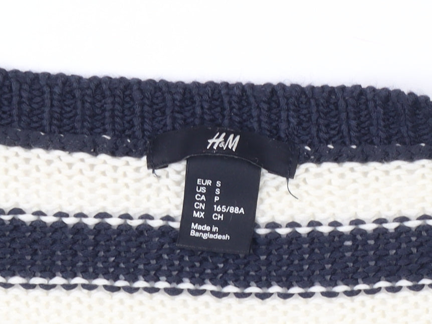 H&M Women's Multicoloured Striped Pullover Jumper, Size S