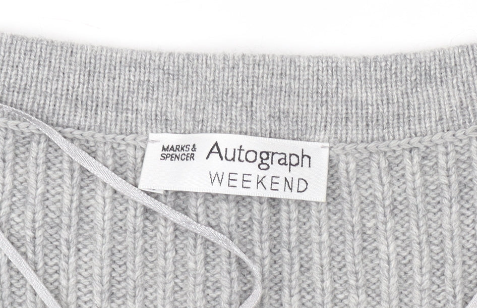 Marks & Spencer Women's Grey Henley Jumper Size 14