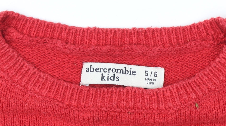 Abercrombie & Fitch Kids Red Cotton Pullover Jumper, Size 5-6 - Boys