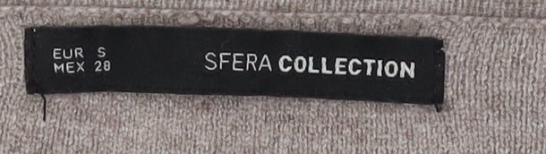 Sfera Women's Beige Cardigan, Size 8, Wool Blend, Casual