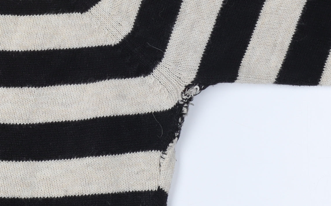 Country Casuals Women Black Henley Striped Jumper Size L
