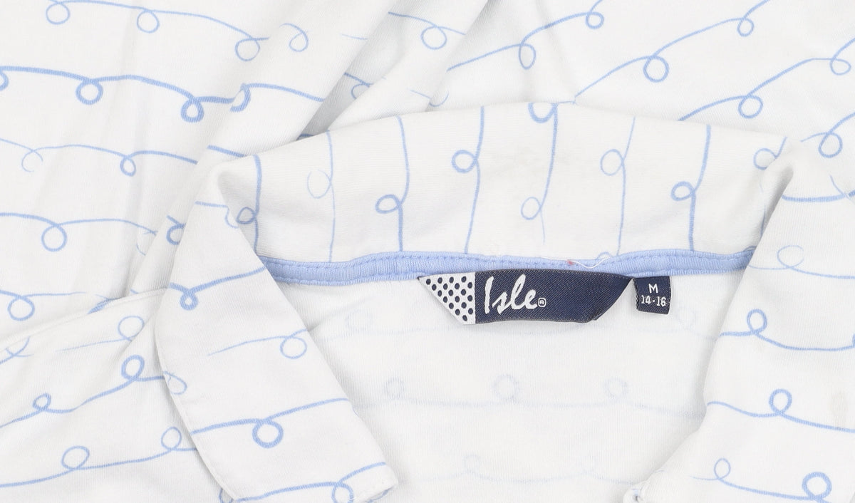 Isle Women's White Polo Shirt Size 14 Comfy Cotton Casual