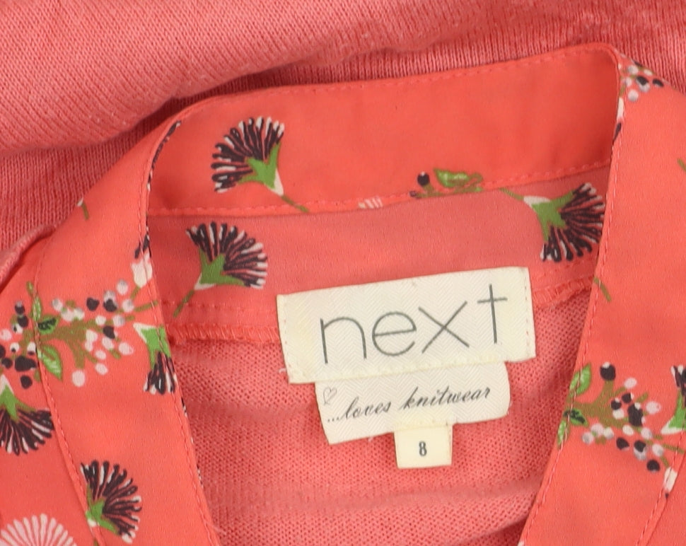 Next Women's Pink Floral Knit Top, Size 8, Short Sleeve