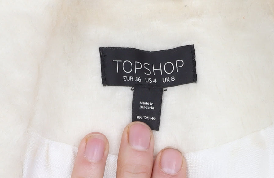 Topshop Women's Ivory Overcoat UK 8 Classic Style