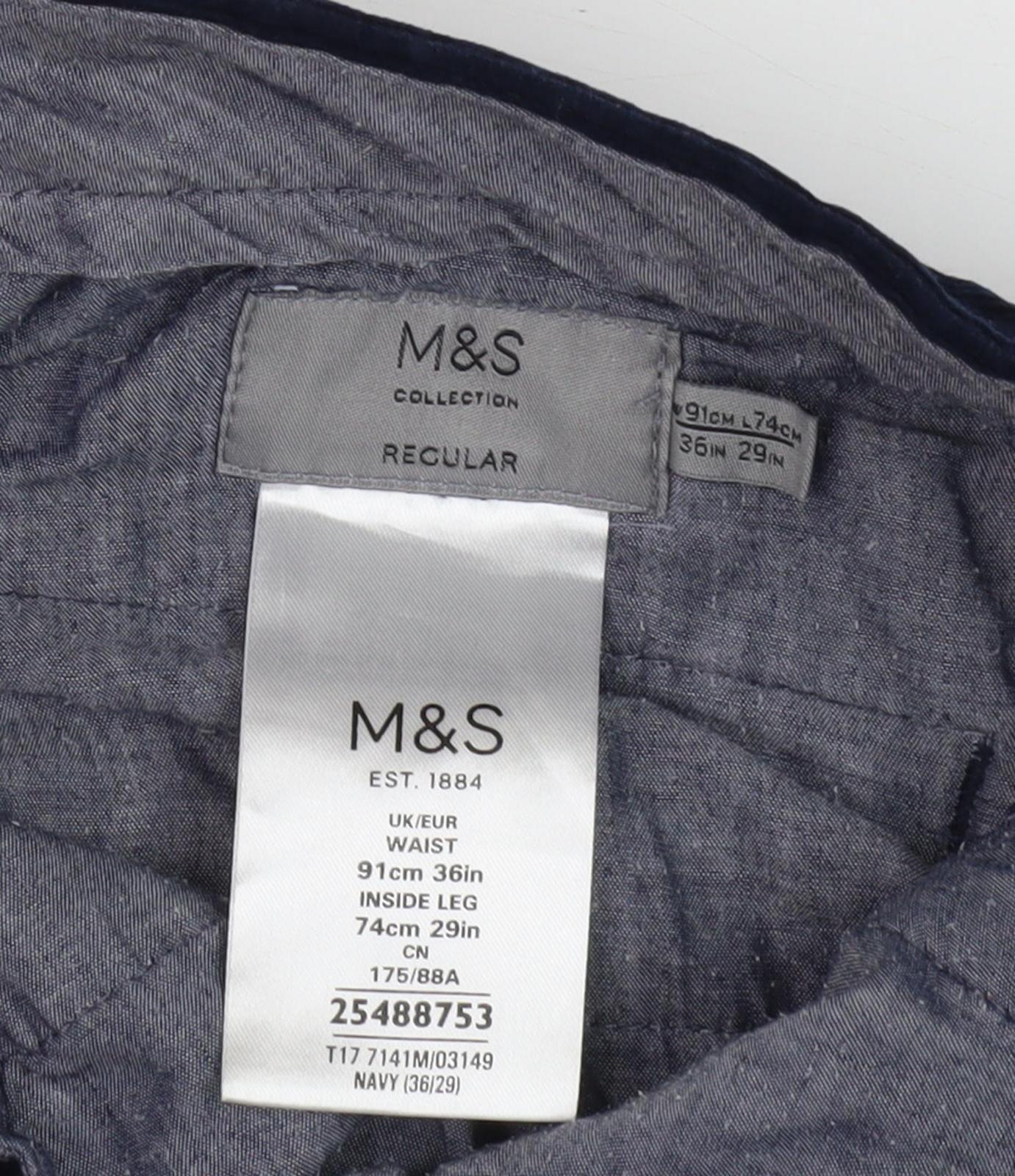 Marks & Spencer Men's Blue Corduroy Trousers 36R