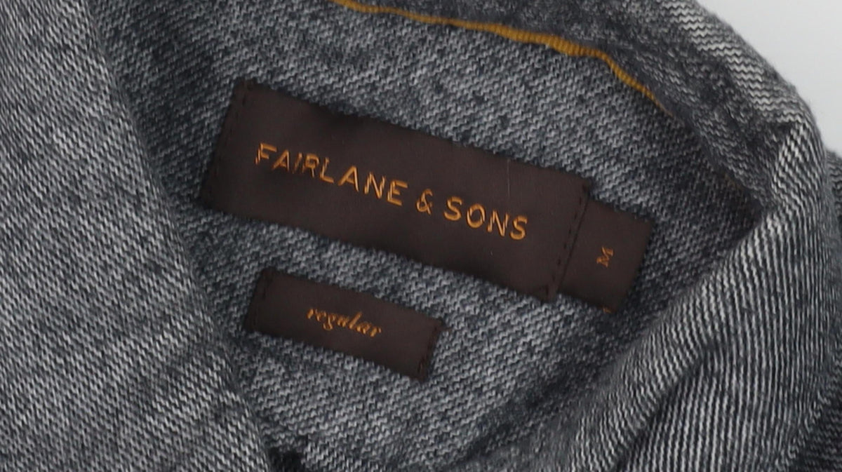 Fairlane & Sons Men's Grey Button-Up Shirt M